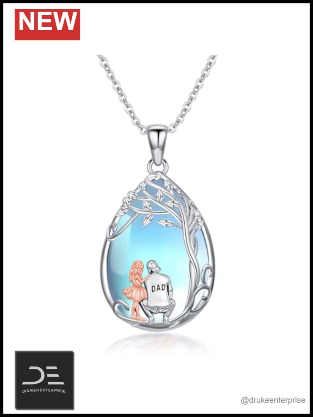 925 Sterling Silver Moonstone Tree of Life Pendant Necklace 18in